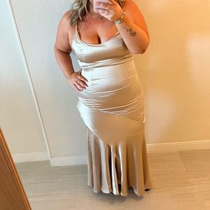 Beautiful ASOS satin dress worn for a few hours one time.   Color Oyster / 14